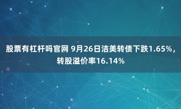 股票有杠杆吗官网 9月26日洁美转债下跌1.65%，转股溢价率16.14%